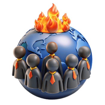 elegant traditional Global Crisis Collaborative Solutions for a Burning Planet premium png