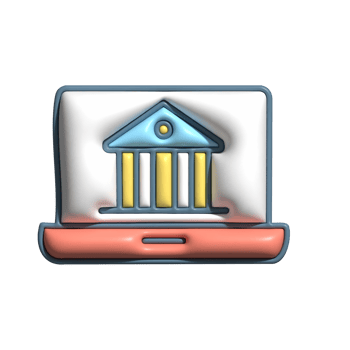 3D Online Banking Icon on Laptop png