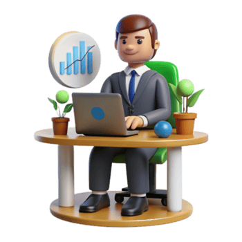 beautiful creative Businessman Analyzing Data on Laptop 4K png