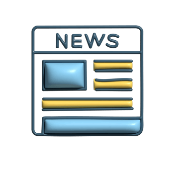 3D News Article Icon with Headlines and Layout png
