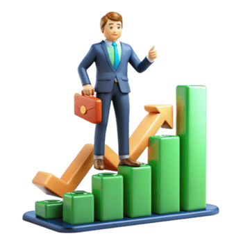 stunning rustic Businessman Ascending Growth Chart Financial Success premium png