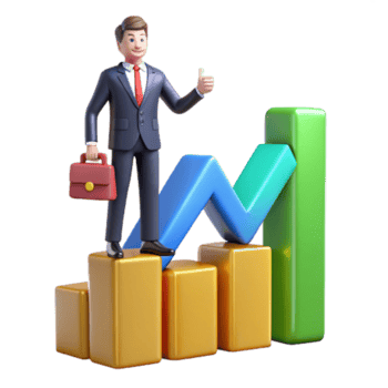 vibrant vintage Businessman Climbing Growth Chart Success, Progress, and Achievement original png