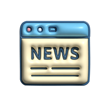 3D News Icon with Webpage Design and Headlines png