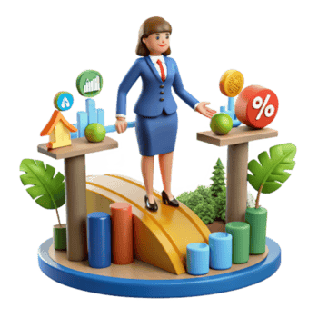 dramatic modern Financial Growth Visualizing Investment Strategies Percentage Returns detailed png