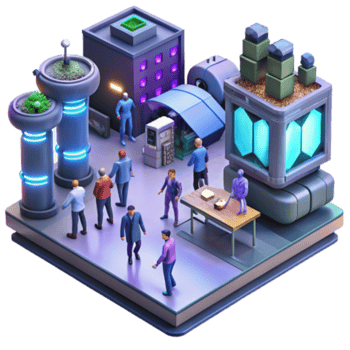impressive classic Futuristic Factory Industrial Workers in Advanced Facility authentic png