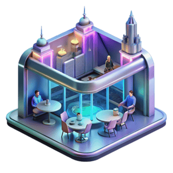 beautiful contemporary Futuristic Cafe Metaverse Dining Experience high quality png