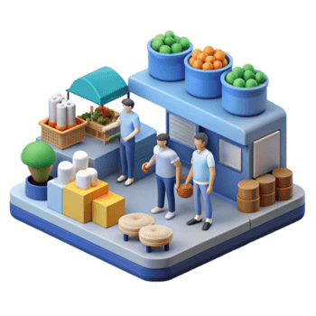 dramatic creative Isometric Illustration of a Farmers Market 4K png