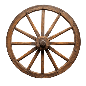 Vintage Wooden Wheel Spokes on transparent background. png