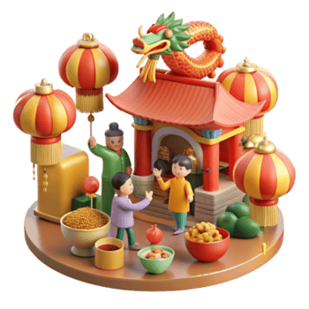 elegant classic Chinese New Year Festival Lanterns, Dragon, Temple Celebrations exclusive png