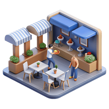 serene modern Outdoor Cafe 3D Render of a Casual Eatery high quality png