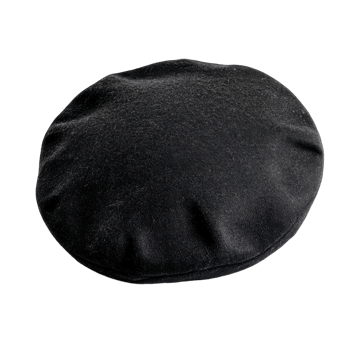 Black French Beret on White on transparent background. png