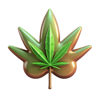 elegant rustic Cannabis Leaf 3D Render, Glossy, Green premium png