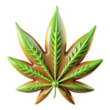 extraordinary rustic Cannabis Leaf 3D Render, Green and Brown high resolution png