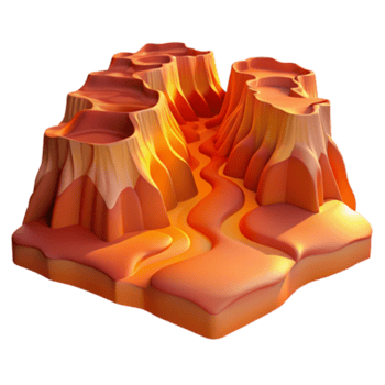 impressive rustic 3D Stylized Canyon Landscape Orange Desert Cliffs River high resolution png