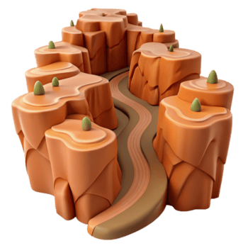 wonderful artistic Canyon Landscape 3D Render of Desert River Path exclusive png
