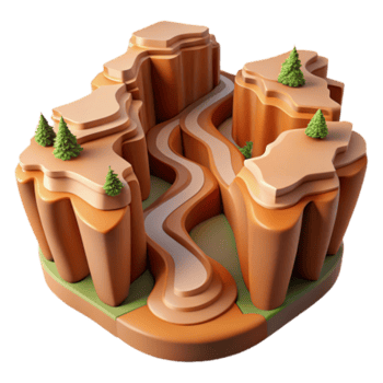 magnificent traditional Canyon River Landscape 3D Render of Scenic Gorge genuine png
