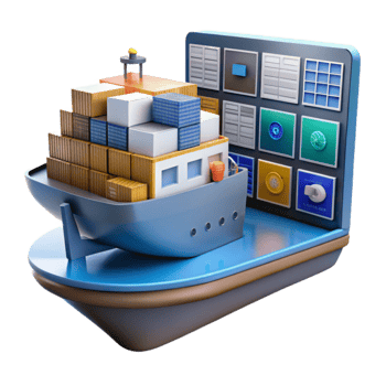 dramatic abstract Smart Cargo Ship Digital Control System for Efficient Shipping premium png