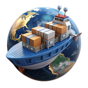 serene minimalist Global Cargo Shipping Container Vessels Worldwide Trade genuine png