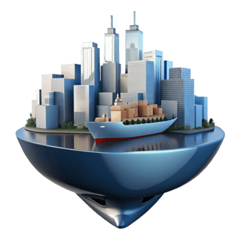 vibrant artistic Global Trade Cityscapes Cargo Shipping high quality png