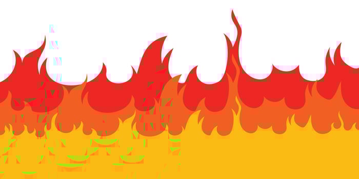 Colorful Cartoon Fire Border Design, Seamless orange fire border decoration illustration vector