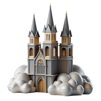 magnificent traditional Castle in the Clouds A Fantasy Architectural Render authentic png