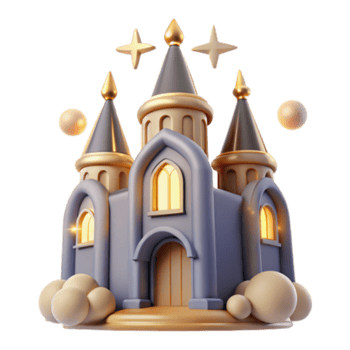 extraordinary vintage Enchanted Castle 3D Render of Fantasy Architecture premium png