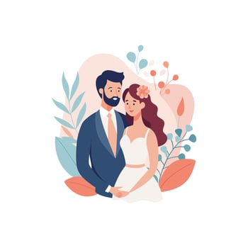 Forever Begins Romantic Wedding Illustrations vector