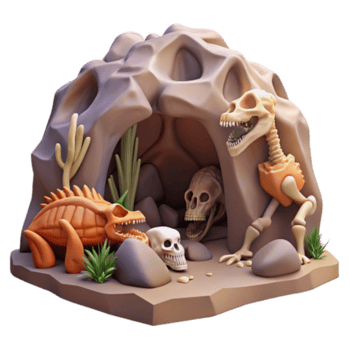 extraordinary minimalist Prehistoric Cave Dinosaur Hominid Fossils 4K png
