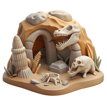 dramatic minimalist Prehistoric Cave Dinosaur Fossil Discovery 4K png