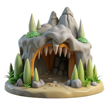 extraordinary classic Stylized 3D Cave Model Mountain, Teeth, Entrance high resolution png