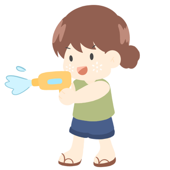 a little girl with a water gun clipart png