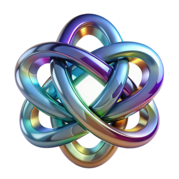 impressive minimalist Abstract Intertwined Rings Iridescent Knot Design high quality png