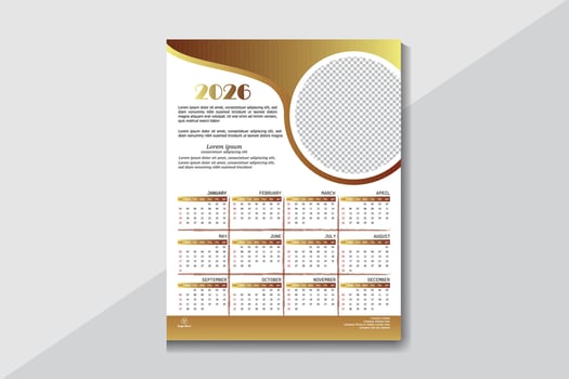 Wall 2026 Calendar Template Design vector