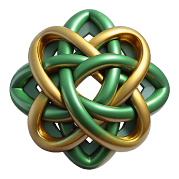 serene creative Interlocking Knot Design Green and Gold 3D Model high quality png