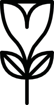 Minimalistic Black Line Art Tulip Design Illustration on White Background vector
