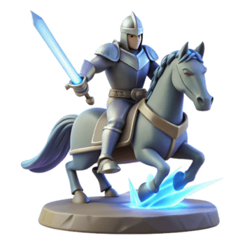 beautiful artistic Knight on Horseback with Glowing Sword exclusive png