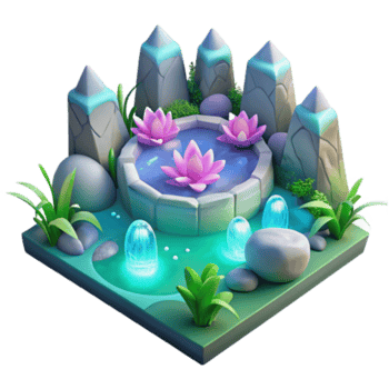 magnificent creative Enchanted Pond 3D Fantasy Garden Scene genuine png