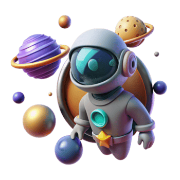 wonderful traditional Cute Astronaut in Space 3D Render of Planets and Stars exclusive png