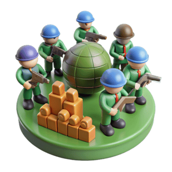 serene abstract Global Conflict Soldiers, Weapons, and Resource Control detailed png