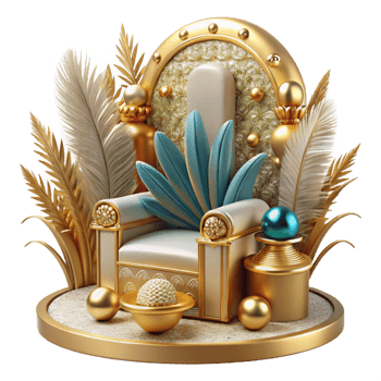 vibrant contemporary Golden Throne with Tropical Accents 3D Render high quality png