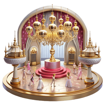 dramatic contemporary Golden Chandelier Palace A Festive Scene premium png