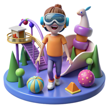 elegant modern Child in VR at Playground Immersive Play Experience genuine png