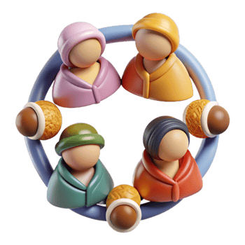 serene contemporary Community Connection A 3D Avatar Group Illustration original png