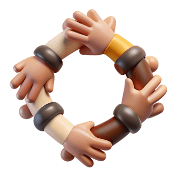 impressive creative Unity, Teamwork, Collaboration Diverse Hands in a Circle professional png