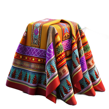 wonderful rustic Mysterious Box Covered in Vibrant Ethnic Cloth detailed png