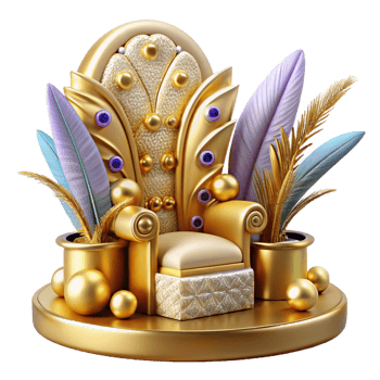 extraordinary modern Golden Throne with Feathers Luxury Chair Design premium png