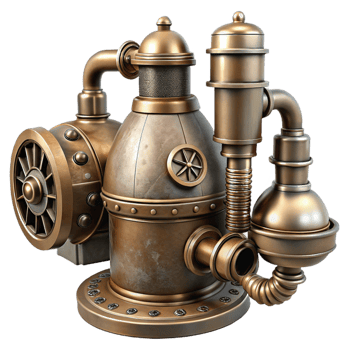 beautiful vintage Steampunk-Style Metal Contraption Intricate Gearwork and Pipes premium png