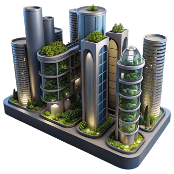 serene abstract Vertical Greenery Eco-Friendly Urban Design authentic png
