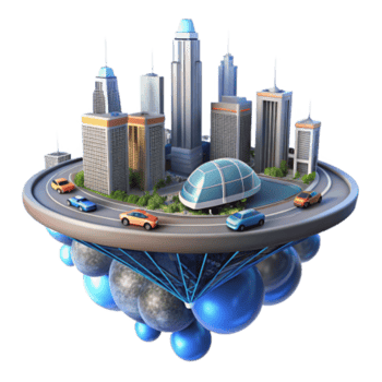 wonderful vintage Futuristic Cityscape Elevated Urban Design high quality png