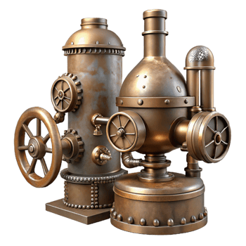 dramatic abstract Steampunk Engine Models Retro-Futuristic Machinery premium png